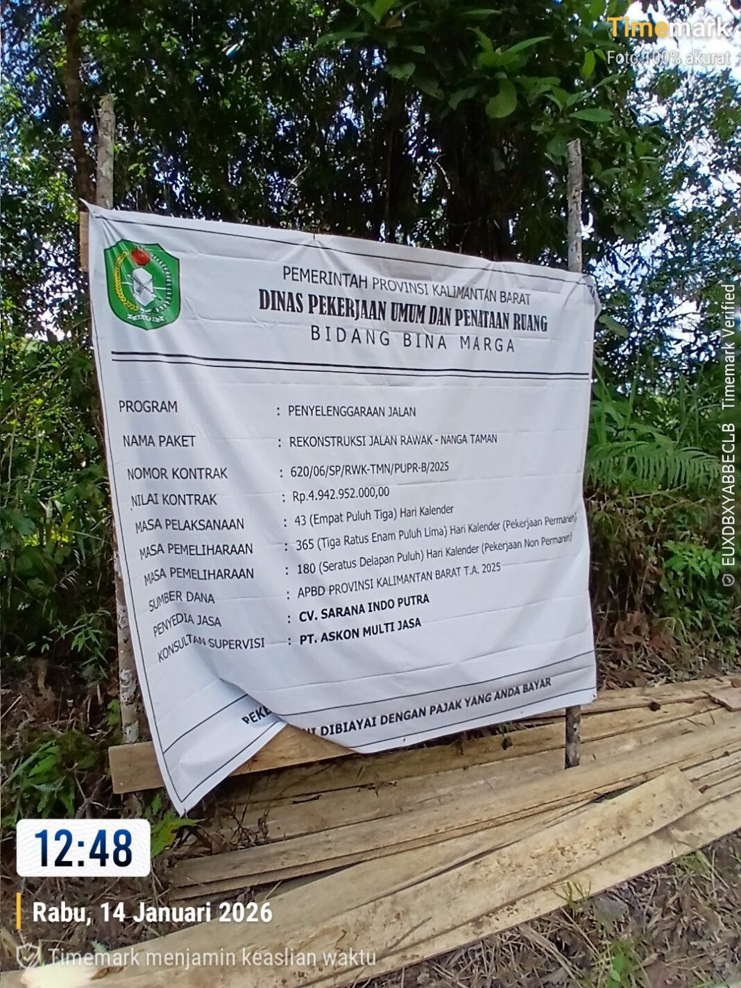 Proyek Jalan Rawak – Nanga Taman Molor Hingga Januari 2026, Kinerja PUPR Provinsi Kalbar Dipertanyakan