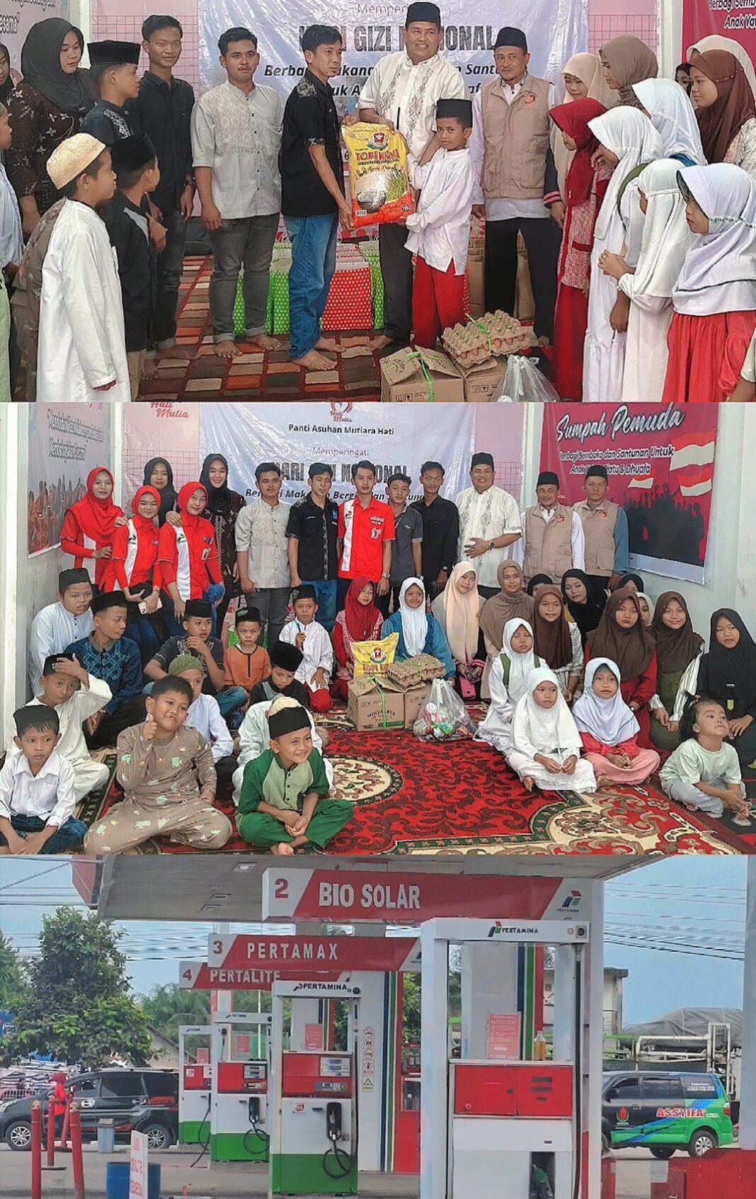 SPBU Bayung Lincir Bagikan Sembako ke Panti Asuhan Mutiara Hati