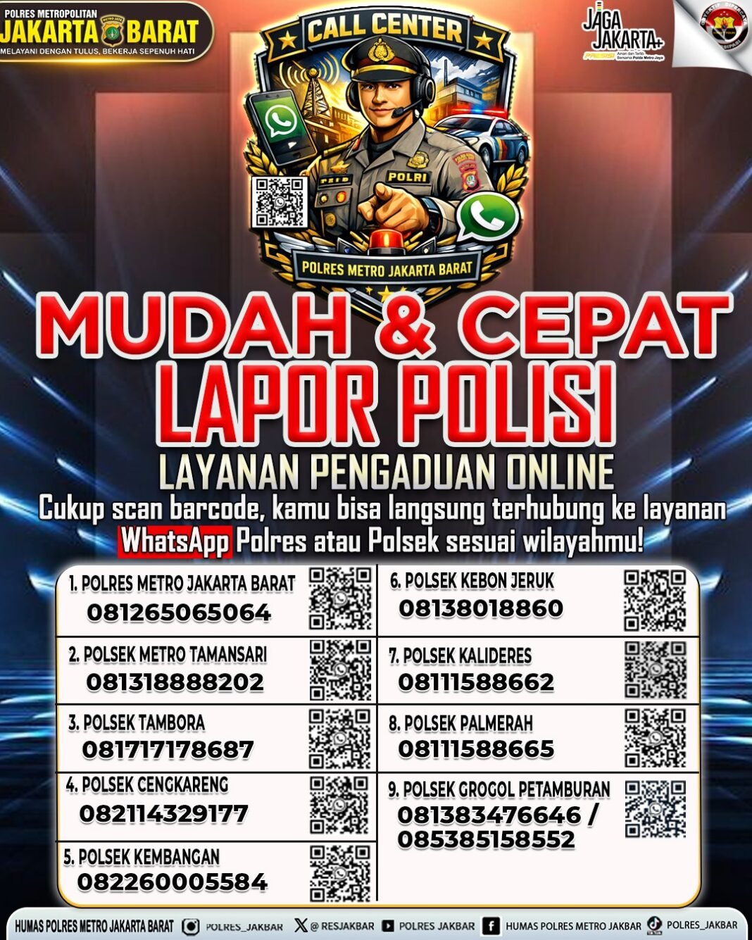 Mudahkan Laporan Masyarakat, Polres Metro Jakbar Sebar Barcode Call Center ke Sekolah-Sekolah