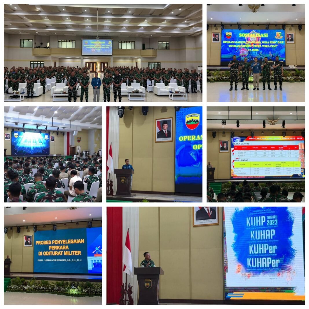 Pomdam I/BB Laksanakan Sosialisasi Operasi Gaktib dan Operasi Yustisi Polisi Militer TA 2026