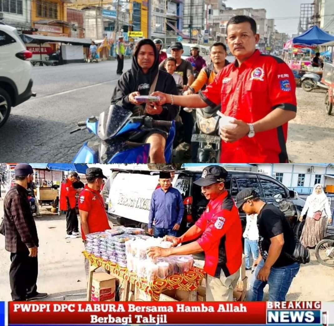 Jum’at Berkah PWDPI DPC LABURA Bersama Beberapa Hamba Allah Berbagi 600 Bungkus Takjil