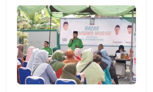 Ratusan Warga Serbu Bazar Sembako Murah DPC PKB Indramayu