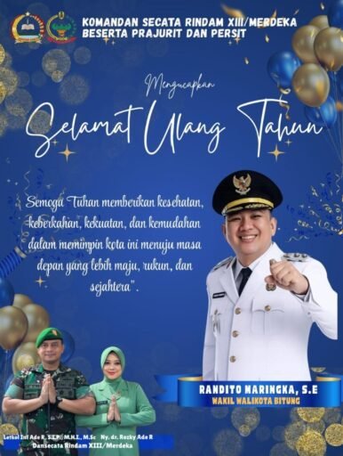 Penuh Hormat, Dandodik Ade Rohmat Ucapkan Selamat HUT Ke Wawako Bitung