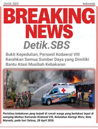 Wadan Kodaeral VIII Kerahkan Personel dan Sarana Pendukung Bantu Tangani Kebakaran Rumah Warga di Manado