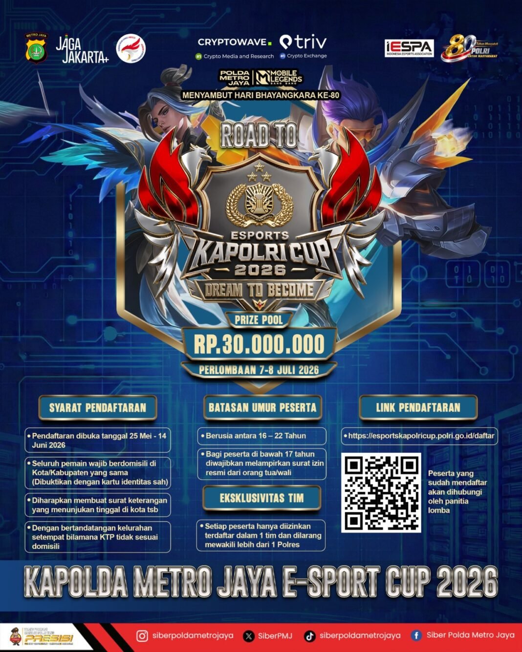 Polda Metro Jaya Gelar Road to E-Sport Tournament Kapolda Cup 2026, Wadah Prestasi Generasi Muda Polda Metro Jaya Gelar Road to E-Sport Tournament Kapolda Cup 2026, Wadah Prestasi Generasi Muda